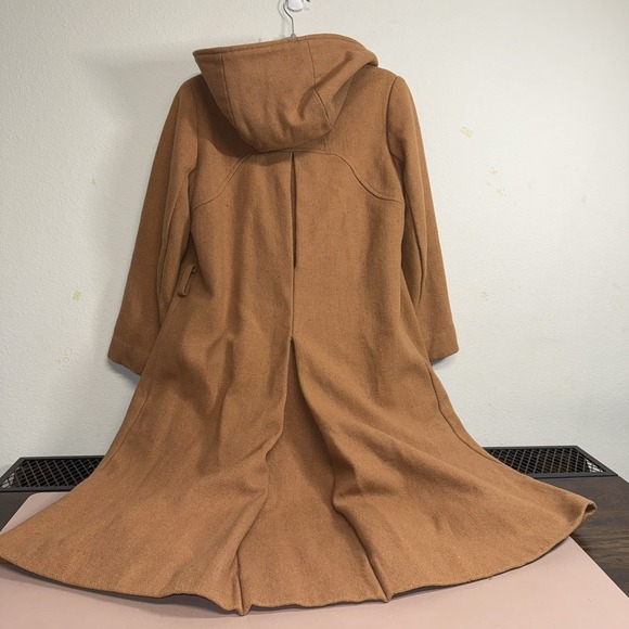 The Unbranded Brand Jackets & Blazers - Vintage Hooded Wool Coat Camel Brown Long Lined Trench Women's Mid-Century PICS*